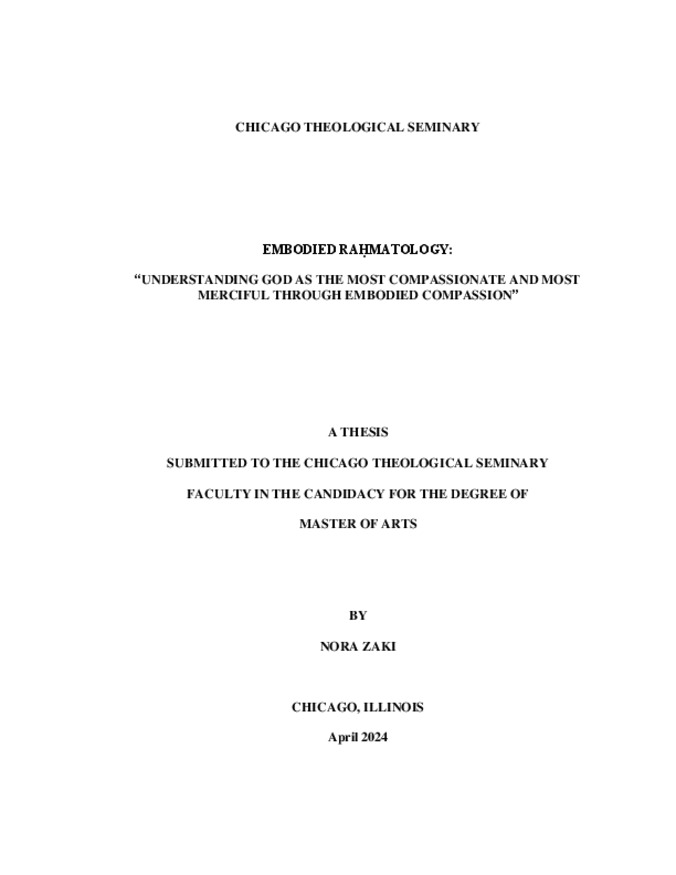 Embodied Raḥmatology: Understanding God as the Most Compassionate and Most Merciful Through Embodied Compassion  miniatura