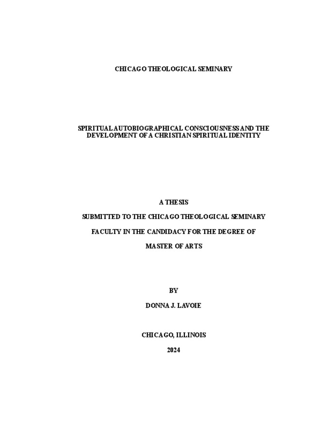 Spiritual Autobiographical Consciousness and the Development of a Christian Spiritual Identify Miniaturansicht