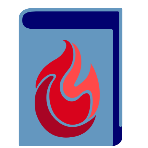 Book icon with red flame